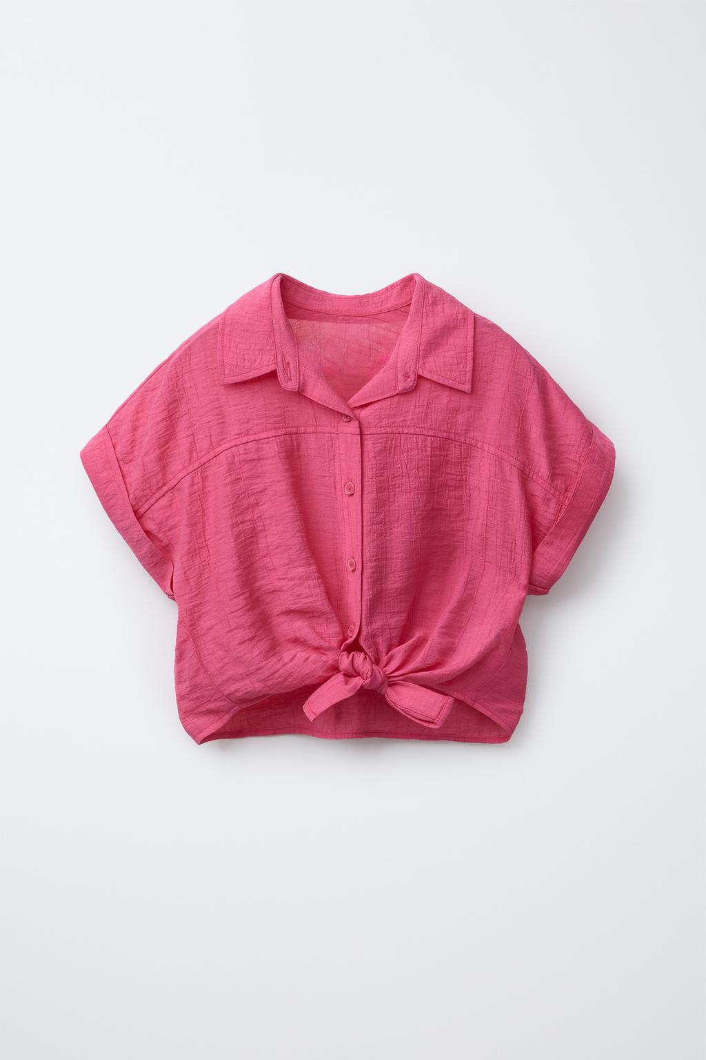 Pink Collar Crop Top